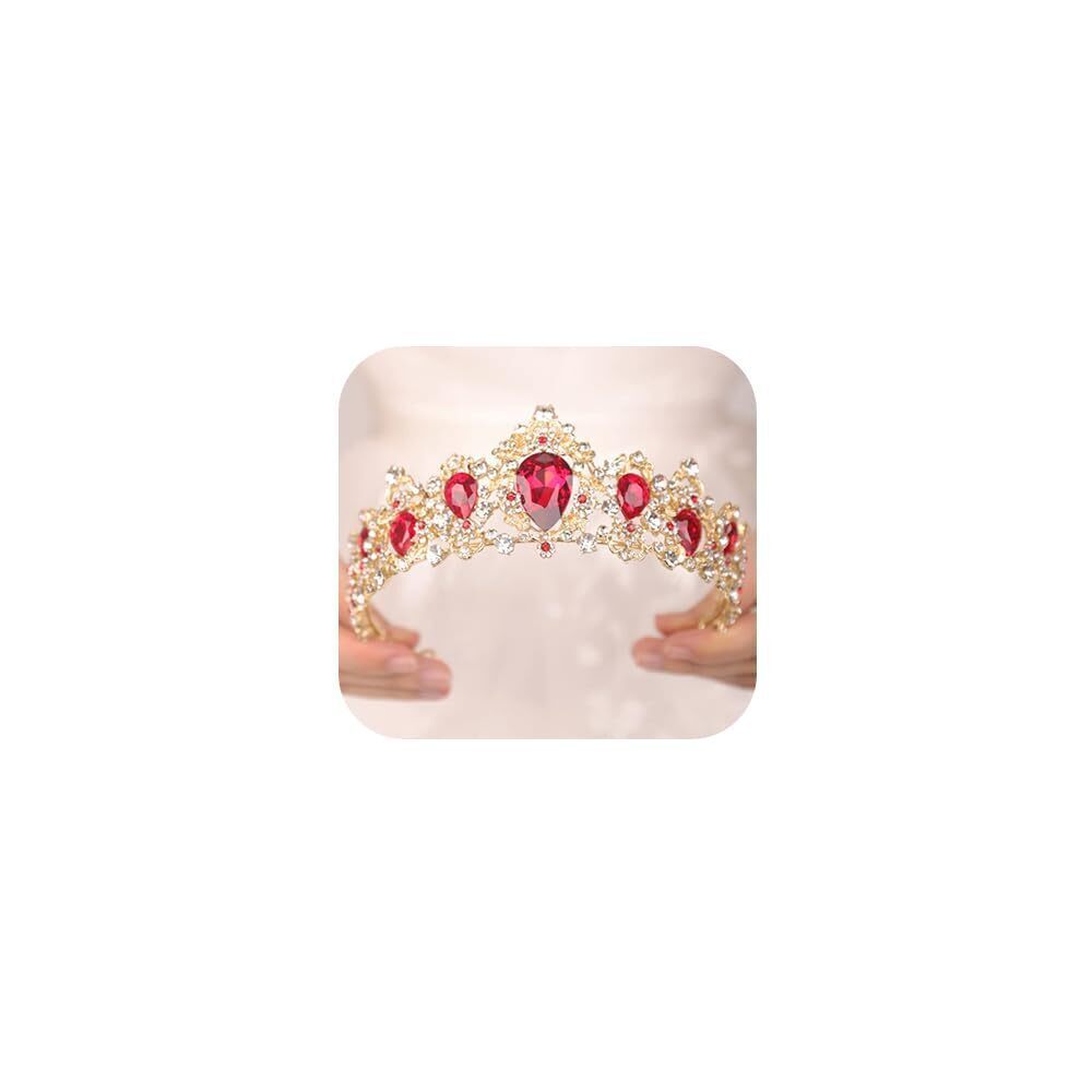 5348 Red Crystal Tiaras Princess Queen Crown Bride Headband Pageant Crown